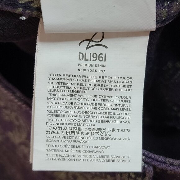 DL1961 Emma Legging Skinny Jeans Ornate Demask Purple Gold Size 25 - Picture 14 of 16
